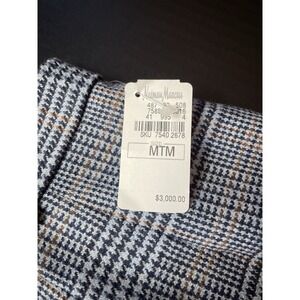 NWT 1970s Vintage André Laug Roma Navy Grey Plaid Skirt Neiman Marcus MSRP $3000